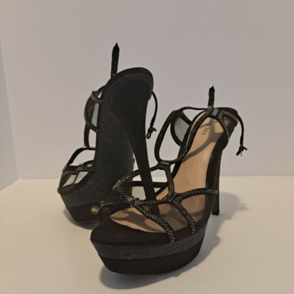 NIB Gianni Bini Elicia Black Rhinestone and Mesh Women's High heels Size 11 Dres